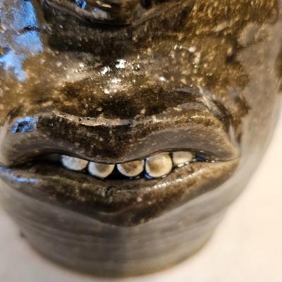 Pair of Signed Meaders Alkaline Glazed Stoneware Face Jugs (BD-JS)