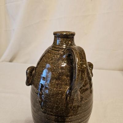 Pair of Signed Meaders Alkaline Glazed Stoneware Face Jugs (BD-JS)