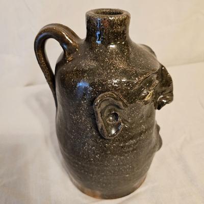 Pair of Signed Meaders Alkaline Glazed Stoneware Face Jugs (BD-JS)