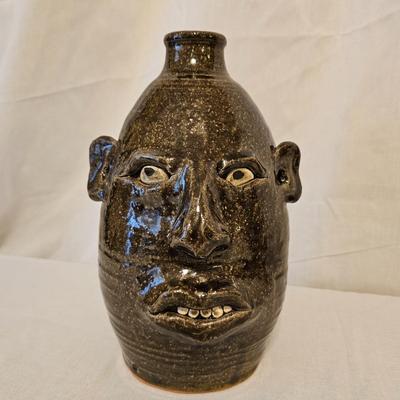 Pair of Signed Meaders Alkaline Glazed Stoneware Face Jugs (BD-JS)