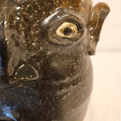 Pair of Signed Meaders Alkaline Glazed Stoneware Face Jugs (BD-JS)