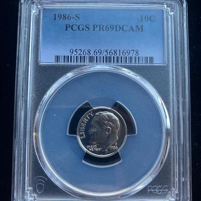 1986-S Proof Roosevelt Dime PCGS PR69DCAM (Deep Cameo)