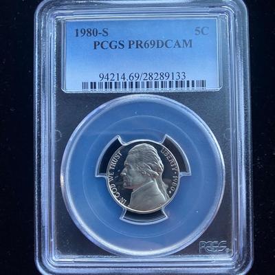 1980-S Proof Jefferson Nickel PCGS PR69DCAM - Deep Cameo Gem