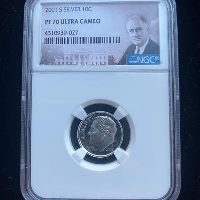 2001-S Silver Roosevelt Dime NGC PF70 Ultra Cameo - Perfect Proof!