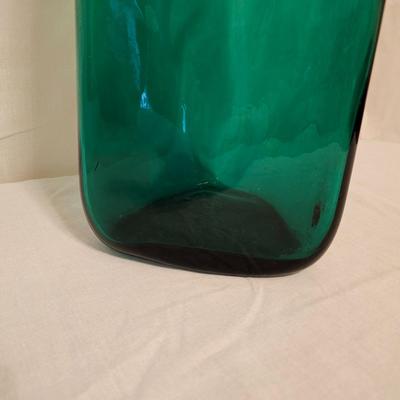 Two Hand Blown Green Glass Vases (BD-JS)