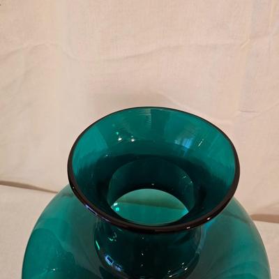 Two Hand Blown Green Glass Vases (BD-JS)