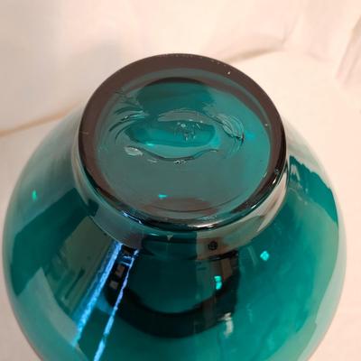 Two Hand Blown Green Glass Vases (BD-JS)