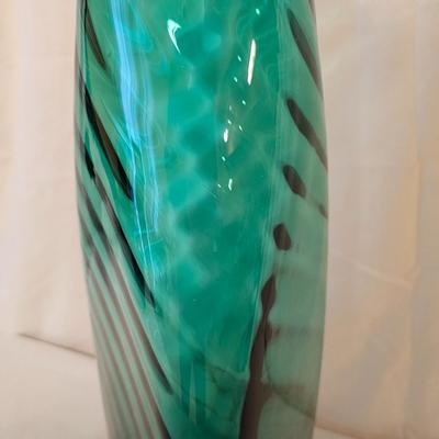 Two Hand Blown Green Glass Vases (BD-JS)