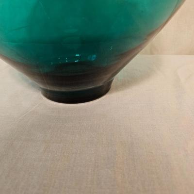 Two Hand Blown Green Glass Vases (BD-JS)
