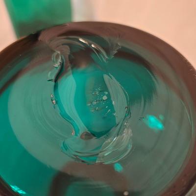 Two Hand Blown Green Glass Vases (BD-JS)