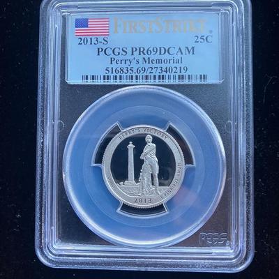 2013-S Perry's Victory Silver Proof Quarter PCGS PR69DCAM First Strike - Perry's Memorial Ohio