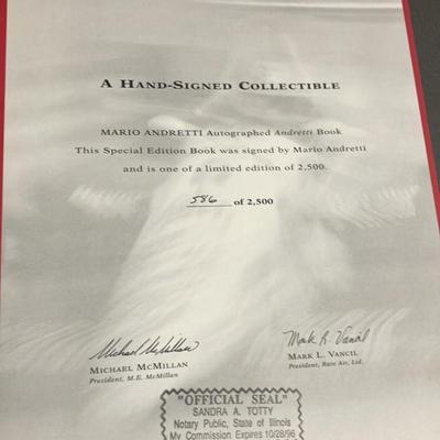 Rare Signed Mario Andretti Limited Ed. Book #586/2500 + Inscribed Paperback Set