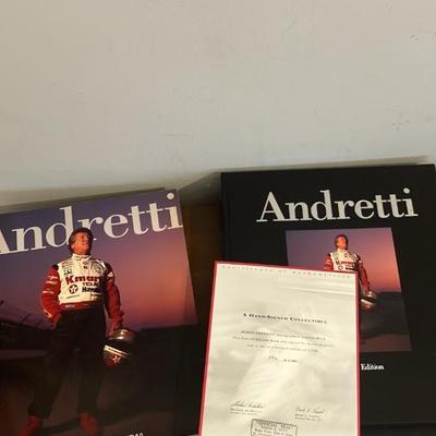 Rare Signed Mario Andretti Limited Ed. Book #586/2500 + Inscribed Paperback Set