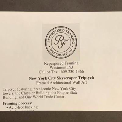 New York City Skyscraper Triptych — Framed Architectural Wall Art 18.5” x 22”