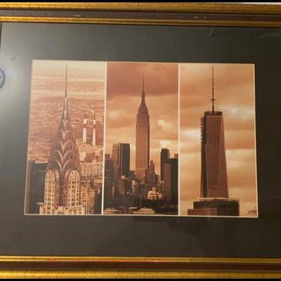 New York City Skyscraper Triptych — Framed Architectural Wall Art 18.5” x 22”