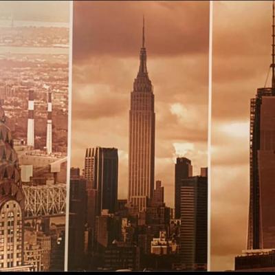 New York City Skyscraper Triptych — Framed Architectural Wall Art 18.5” x 22”