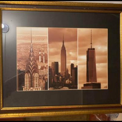 New York City Skyscraper Triptych — Framed Architectural Wall Art 18.5” x 22”