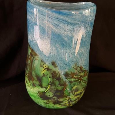 Signed Hand Blown Art Glass Vase (LR-RG)