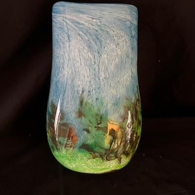 Signed Hand Blown Art Glass Vase (LR-RG)