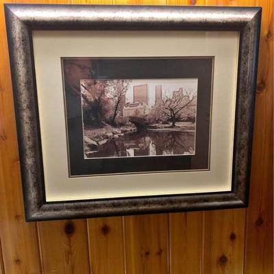 Large Vintage Central Park Photograph — Framed Black & White NYC Cityscape