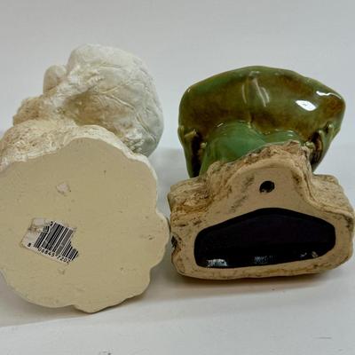 Sale Photo Thumbnail #116: Cream colored one is made of resin and green one is pottery. In good vintage condition.
