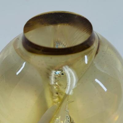 Sale Photo Thumbnail #17: Ring-shaped stand on the bottom, yellow-tinted acrylic material. Approx. 3.5" across, about the size of a baseball.