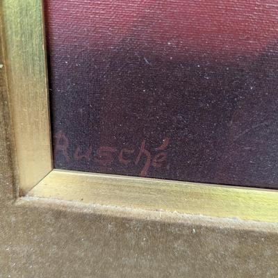 German Moritz Rusche Signed Original Oil On Canvas Candlelight Approx 19 1/4" x 23 1/4