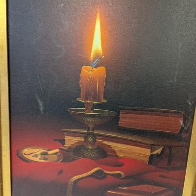 German Moritz Rusche Signed Original Oil On Canvas Candlelight Approx 19 1/4" x 23 1/4