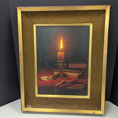 German Moritz Rusche Signed Original Oil On Canvas Candlelight Approx 19 1/4" x 23 1/4