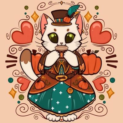 Pumpkin Spice Cat - DAT - Matte Print 8x8