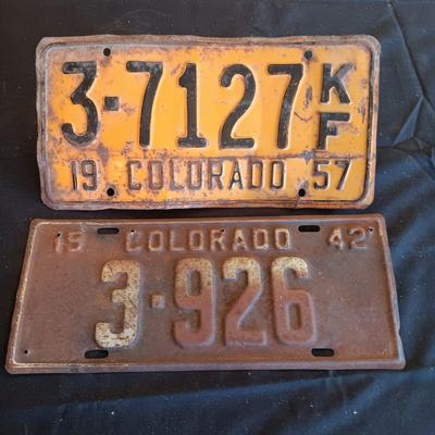 1942 & 1957 COLORADO LICENSE PLATES