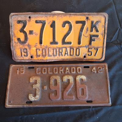1942 & 1957 COLORADO LICENSE PLATES