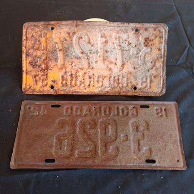 1942 & 1957 COLORADO LICENSE PLATES