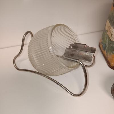 METAL CIGAR BOX, ASHTRAY AND OLD LIGHTERS