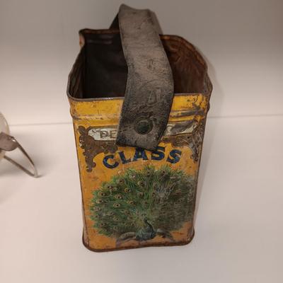 METAL CIGAR BOX, ASHTRAY AND OLD LIGHTERS