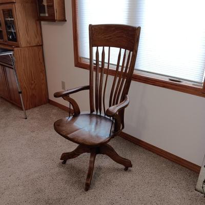 ANTIQUE HIGH BACK DESK CHAIR