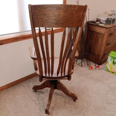ANTIQUE HIGH BACK DESK CHAIR