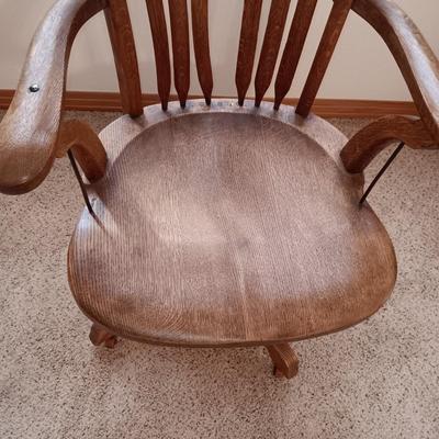 ANTIQUE HIGH BACK DESK CHAIR