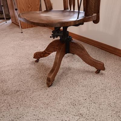 ANTIQUE HIGH BACK DESK CHAIR