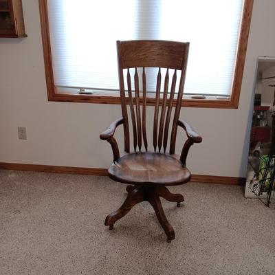 ANTIQUE HIGH BACK DESK CHAIR