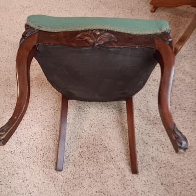 HAND CARVED CHAIR WITH NEEDLEPOINT SEAT