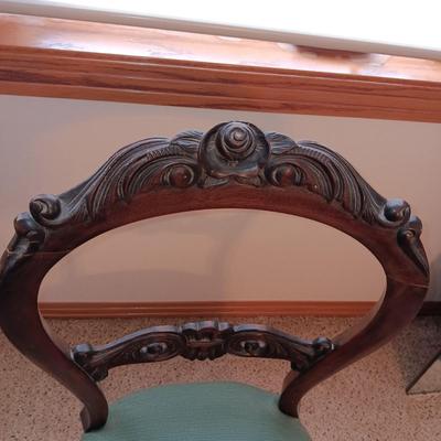 HAND CARVED CHAIR WITH NEEDLEPOINT SEAT