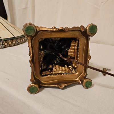 Brass/Marble Cherub Base Stained Glass Lamp (BD-JS)