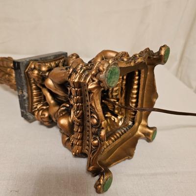 Brass/Marble Cherub Base Stained Glass Lamp (BD-JS)