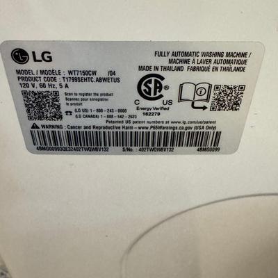 LG Automatic washing machine Model W17150cw