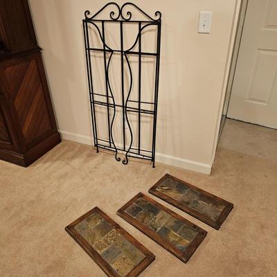 3 Tier Folding Storage Rack w/Wooden & Stone Shelves (BD-JS)