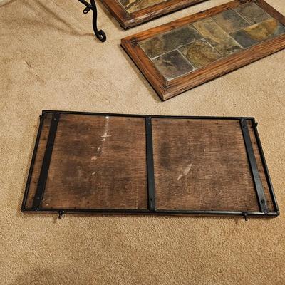 3 Tier Folding Storage Rack w/Wooden & Stone Shelves (BD-JS)