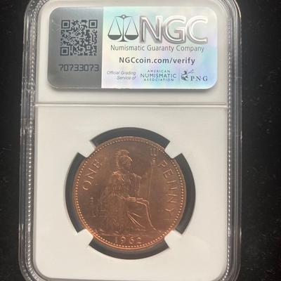 1962 Great Britain Elizabeth II Bronze Penny - NGC Genuine