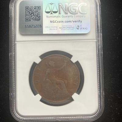 1921 Great Britain George V Penny - NGC Certified Genuine