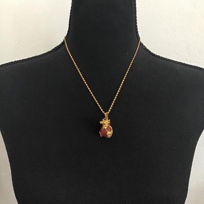Beautiful vintage, 18 karat, gold plated, Chinese dragon pendant necklace